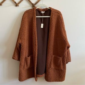NWT faux sherpa sweater jacket